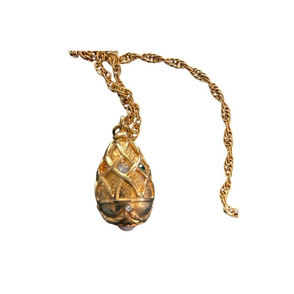 Joan Rivers Classics Collections Gold Faberge Easter Egg Pendant w/Necklace 28” - Picture 3 of 4